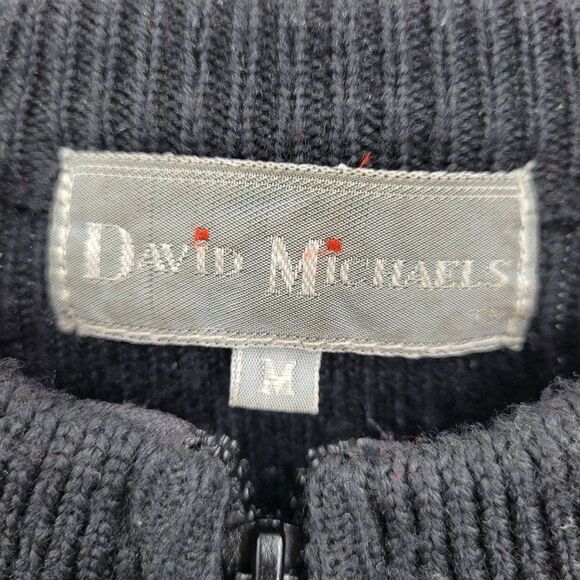 Mens Vintage 80s Leather Jacket Zip MJ Heart Beat Inlay Wool Black M Streetwear - Picture 12 of 14